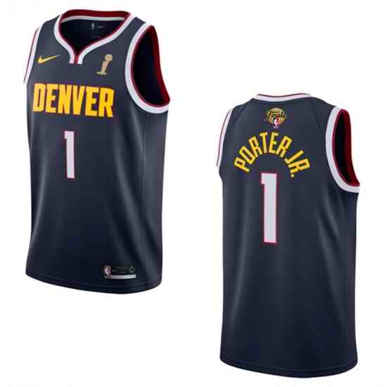 Men Denver Nuggets 1 Michael Porter Jr  Navy 2023 Finals Champions Icon EditionStitched Basketball Jersey
